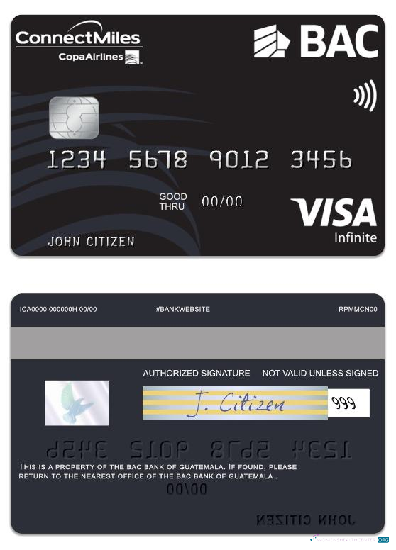 Download Guatemala BAC Bank visa infinite card Photoshop template